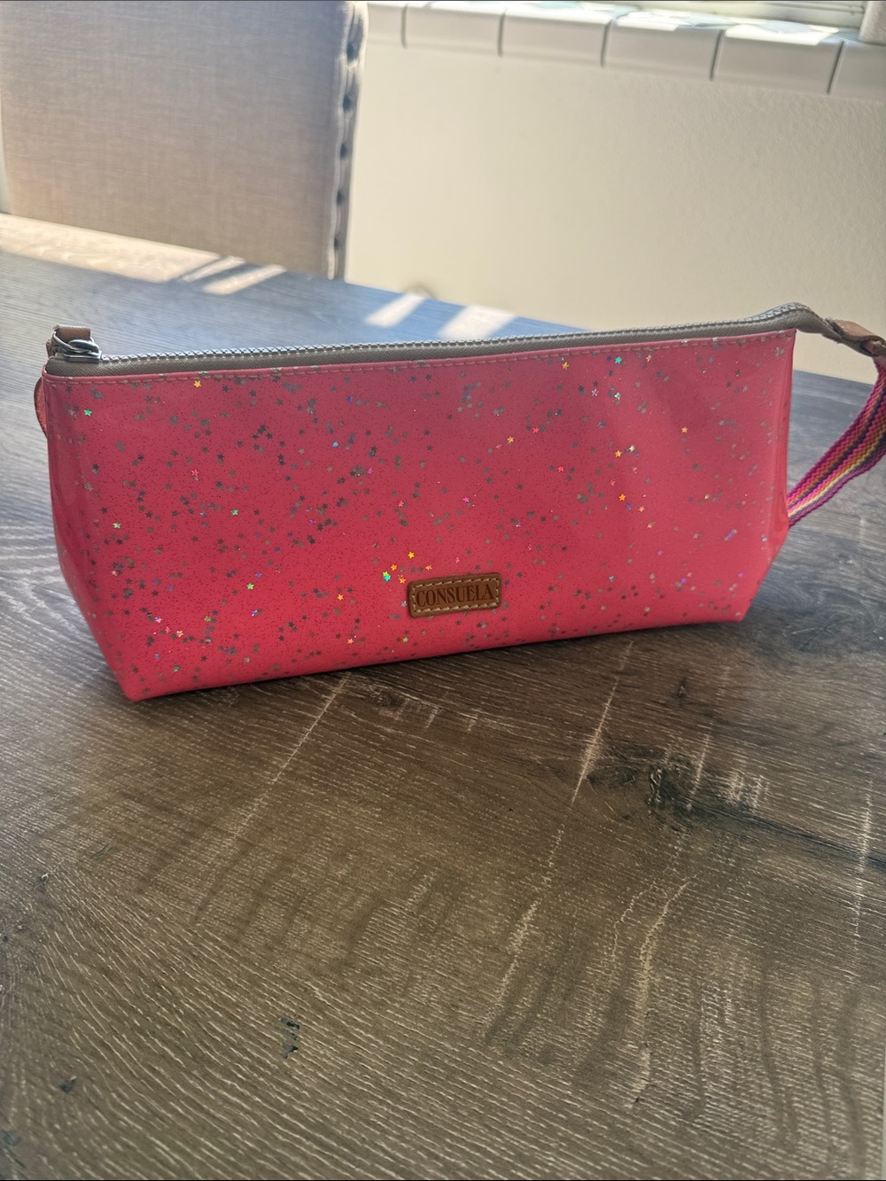 Consuela Hot Pink Glitter Summer toolkit Wristlet Cosmetic Pouch